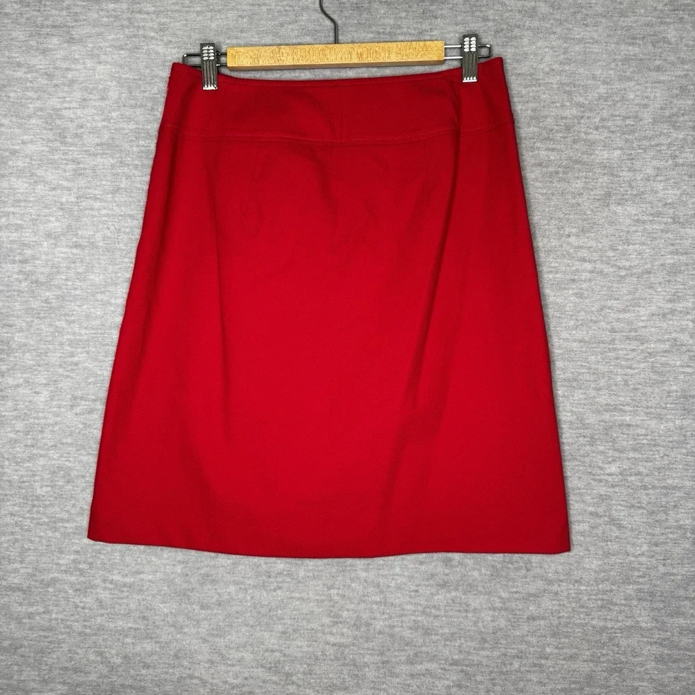 Talbots Women's Red‎ Skirt Size 4 Textured Gold Button Front A Line Christmas